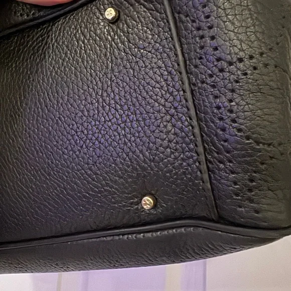 EUC Kate Spade Noel Rue Black Tote Perforated Pebbled Leather Handbag - Picture 7 of 15